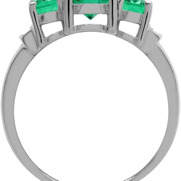 3-Stone Oval Shape Birthstone Gemstone White Gold Plated or Yellow Gold Plated 9 - Picture 4 of 7